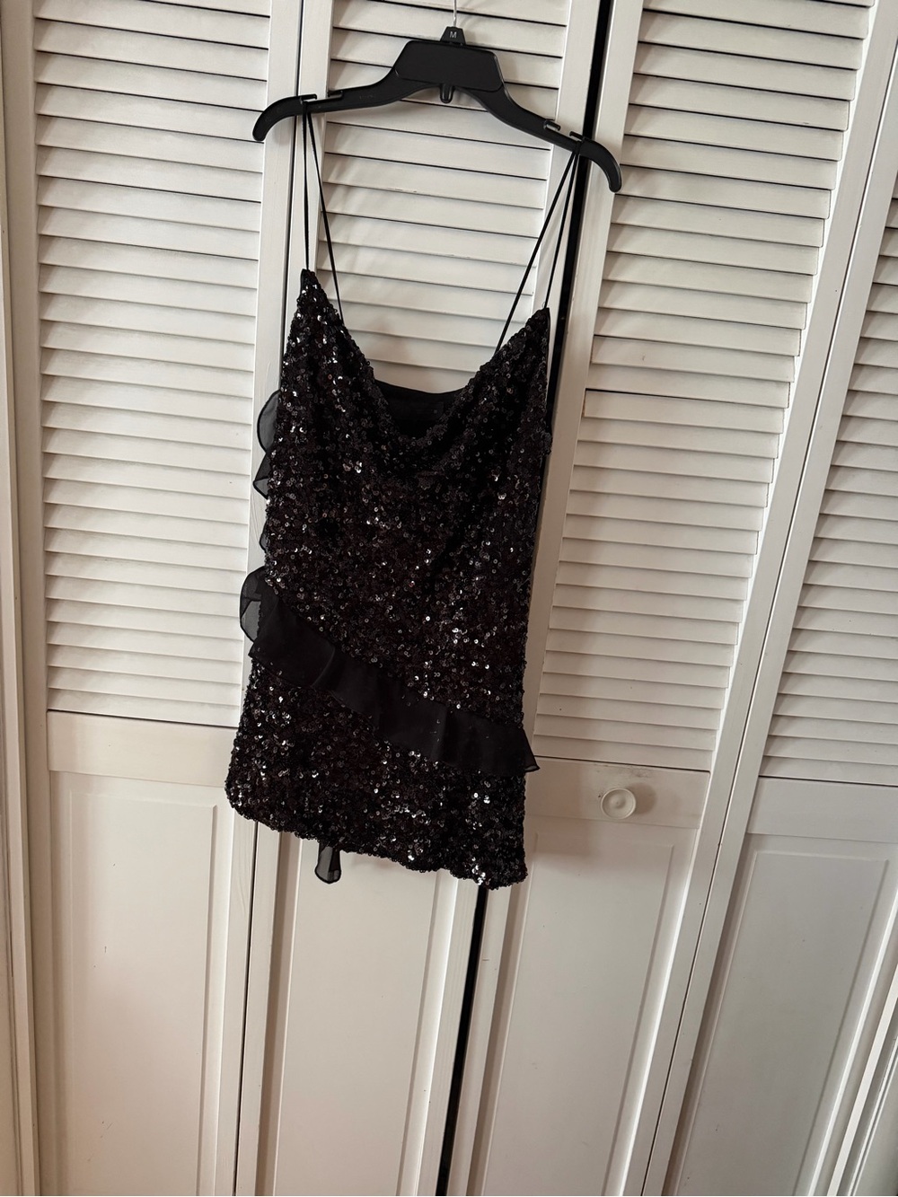 Zara NWT Sequin Spaghetti Strap Dress - Black